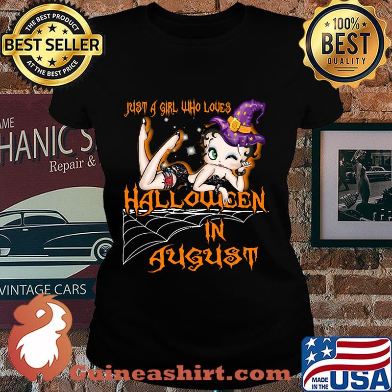 Betty boop just a girl who loves halloween in august s Laides tee