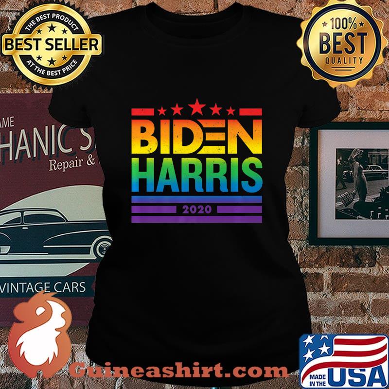 Biden Harris 2020 Rainbow Equality LGBTQ Pride Retro Vintage Shirt Laides tee