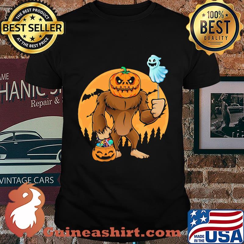 Bigfoot Halloween Pumpkin Head Sasquatch Candy Bucket shirt