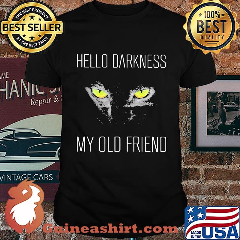 Black cat hello darkness my old friend night shirt