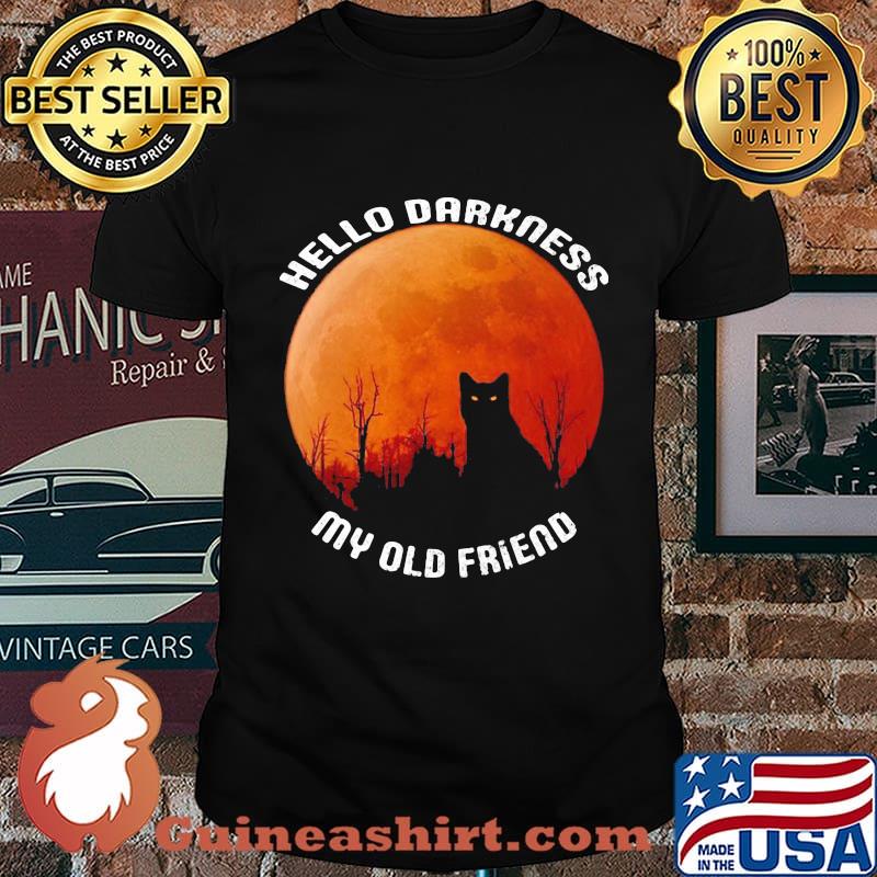 Black Cat Hello darkness my old friend sunset shirt