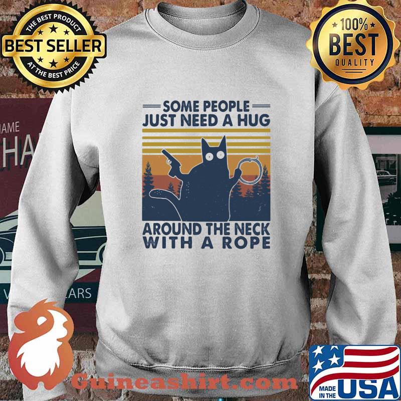 Black cat some people just need a hug around the neck with a rope vintage retro s Sweater
