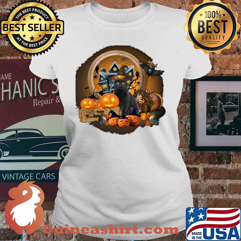 Black Cat Witch Pumpkin Witch Halloween s Ladies tee