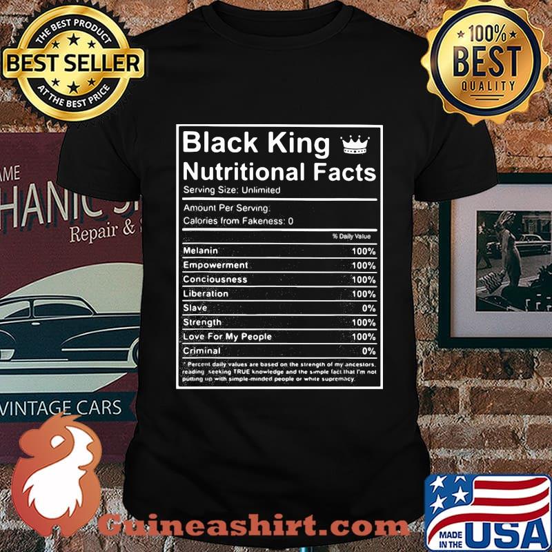 Black king nutritional facts shirt