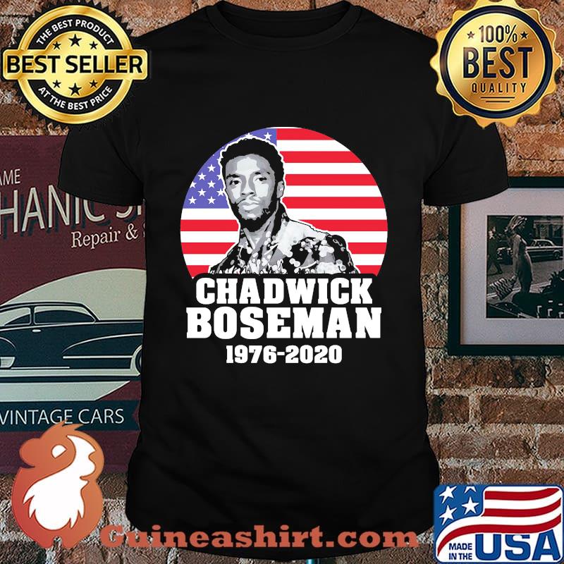 Black panther rip chadwick boseman 1976 2020 american flag shirt