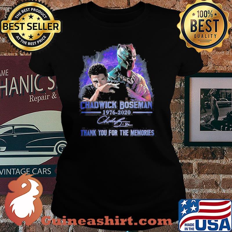 Black panther rip chadwick Boseman 1977 2020 thank you for the memories signature art s Laides tee