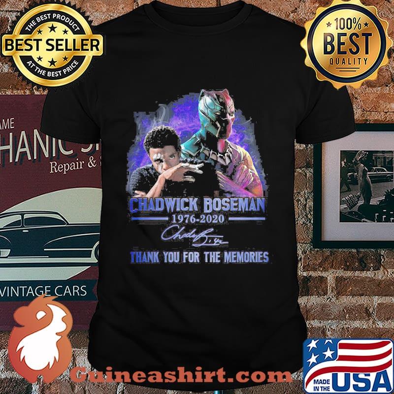Black panther rip chadwick Boseman 1977 2020 thank you for the memories signature art shirt