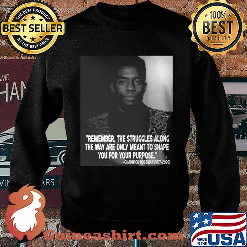 Black panther rip chadwick remember the struggles along the way are only meant to shape you for your purpose 1976 2020 s Sweater