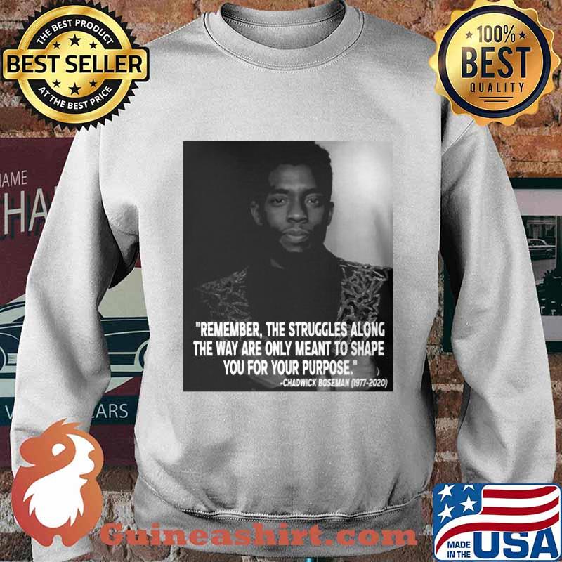 Black panther rip chadwick remember the struggles along the way are only meant to shape you for your purpose 1976 2020 s Sweater