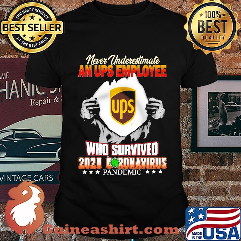 Blood insides never underestimate a ups employee who survived 2020 coronavirus pandemic shirt