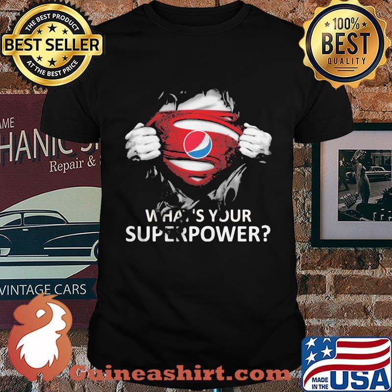 Blood insides superman pepsi what's your superpower shirt