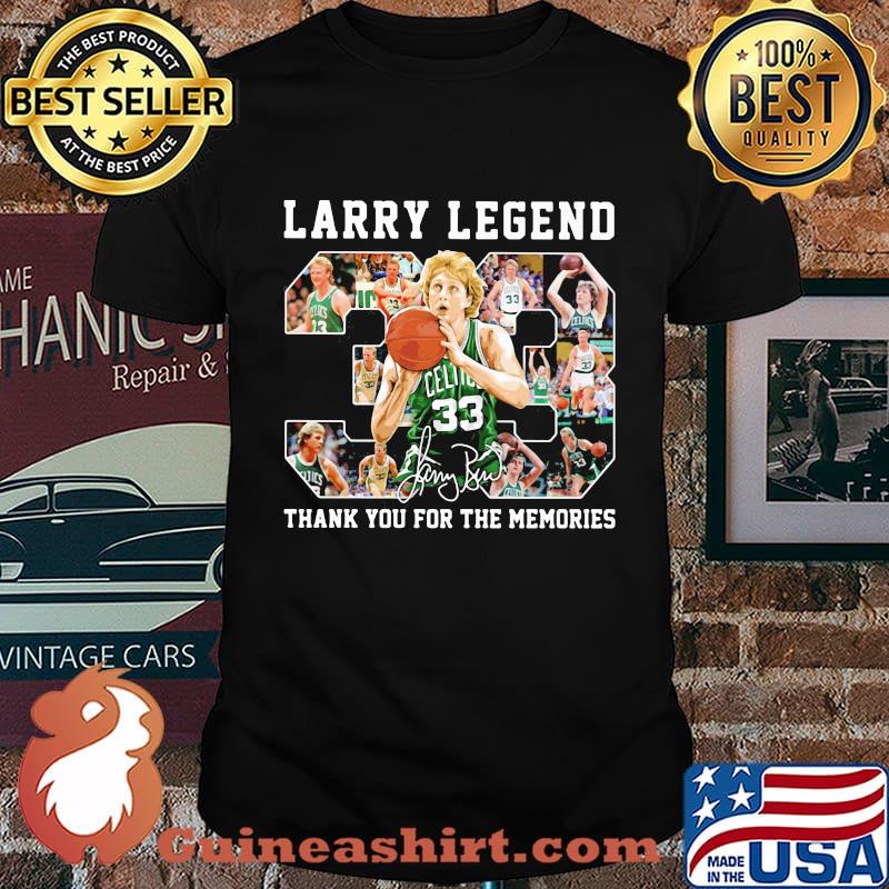 Boston celtics larry legend 33 thank you for the memories signature shirt