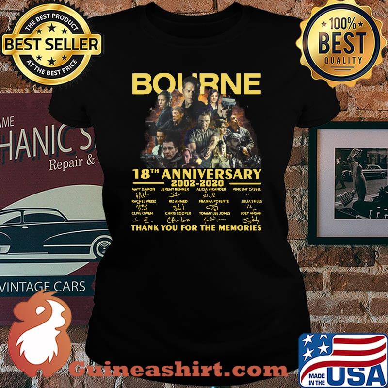 Bourne 18th anniversary 2002 2020 thank you for the memories signatures s Laides tee