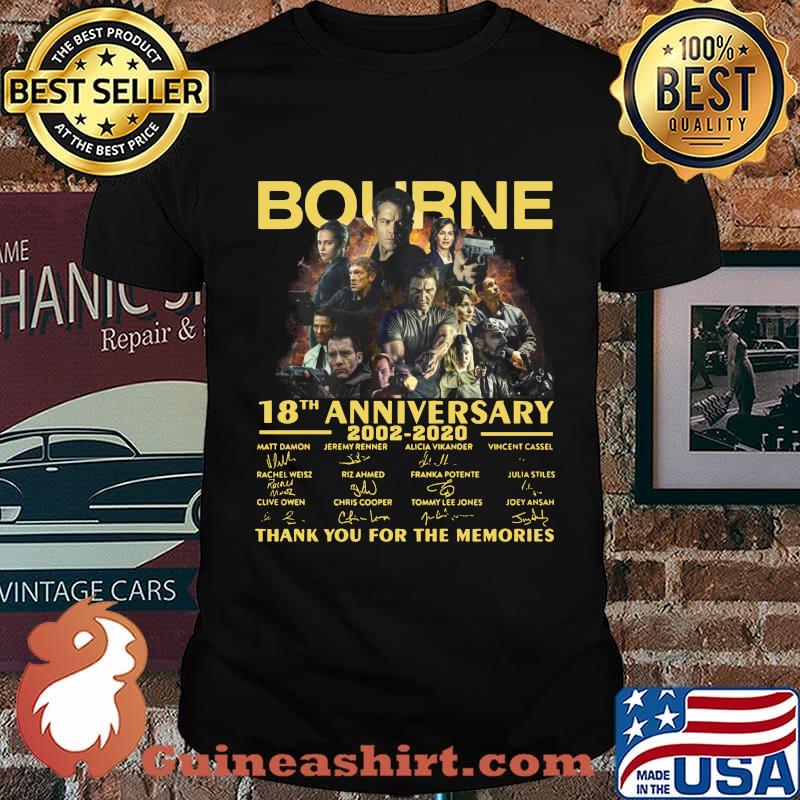 Bourne 18th anniversary 2002 2020 thank you for the memories signatures shirt
