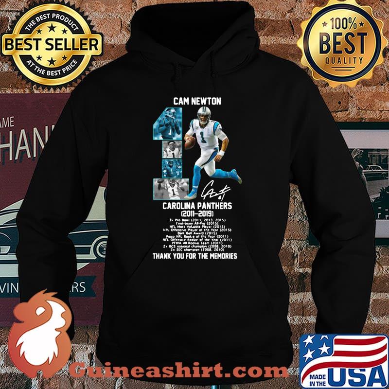 Cam newton 1 carolina panthers 2011 2019 thank you for the memories signature s Hoodie