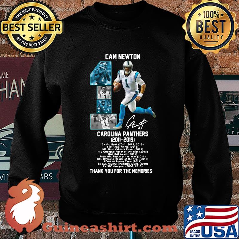 Cam newton 1 carolina panthers 2011 2019 thank you for the memories signature s Sweater