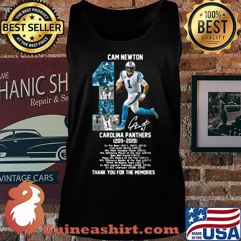 Cam newton 1 carolina panthers 2011 2019 thank you for the memories signature s Tank top