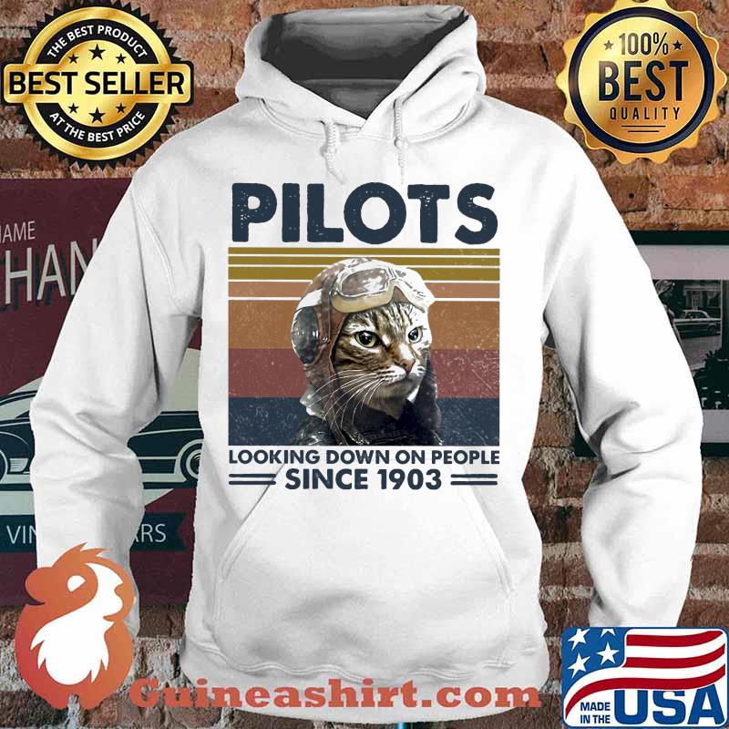 Cat pilots looking down on people since 1903 vintage retro s Hoodie