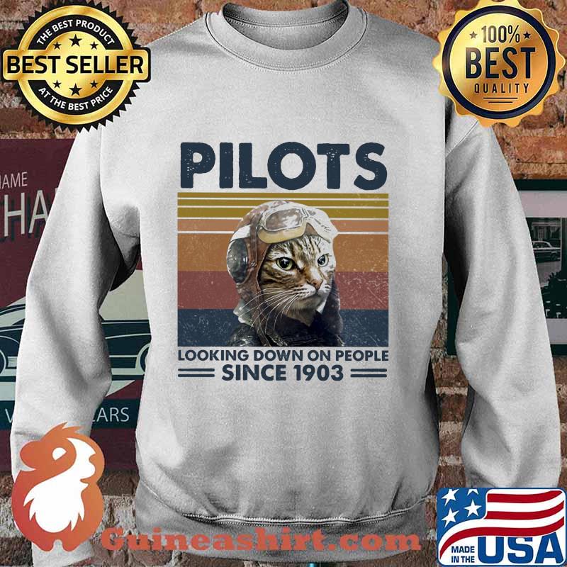 Cat pilots looking down on people since 1903 vintage retro s Sweater