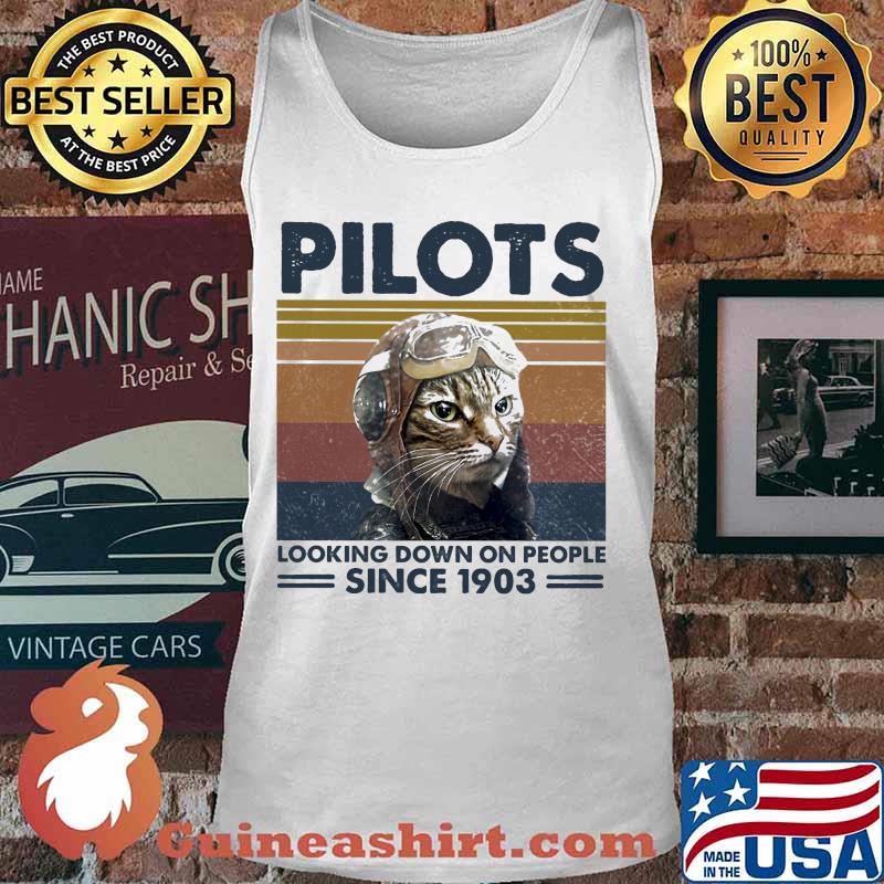 Cat pilots looking down on people since 1903 vintage retro s Tank top