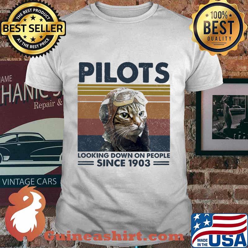 Cat pilots looking down on people since 1903 vintage retro shirt