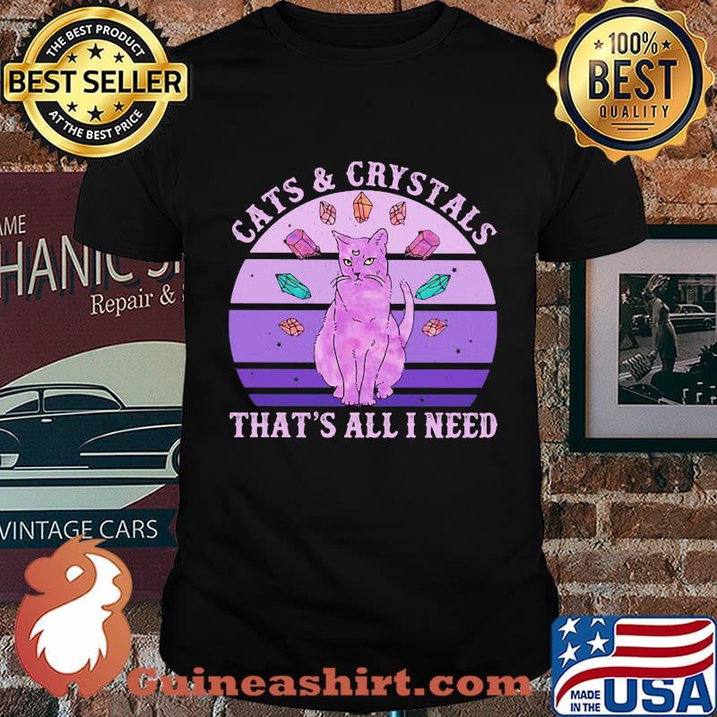 Cats and crystals that's all i need vintage retro shirt