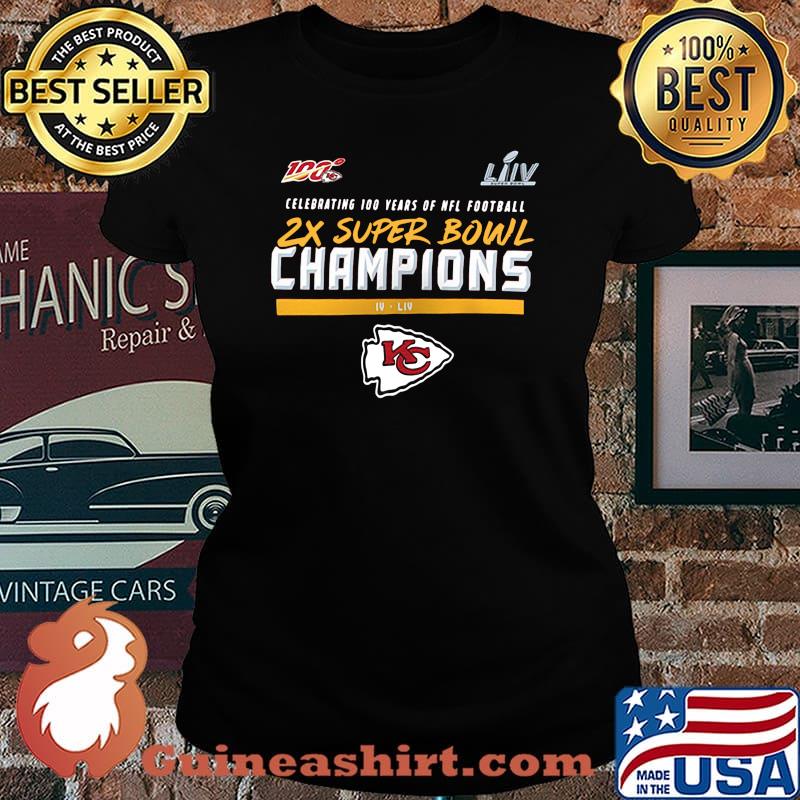 Celebrating 100 years of nfl football 2x super bowl champions kansas city chefs s Laides tee
