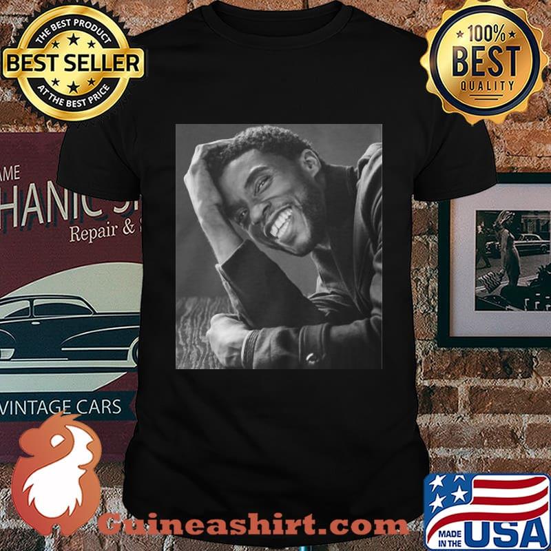Chadwick boseman rip black panther actor smiling picture shirt