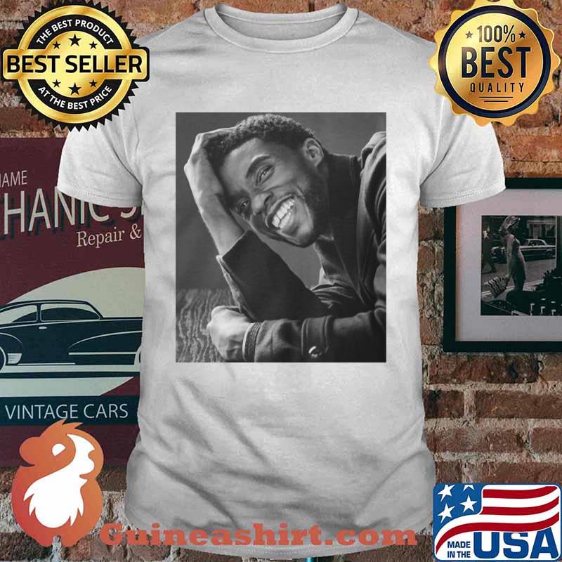 Chadwick rip black panther actor smiling picture shirt