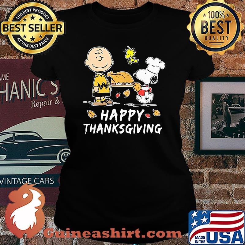 Charlie brown snoopy and woodstock happy thanksgiving s Laides tee