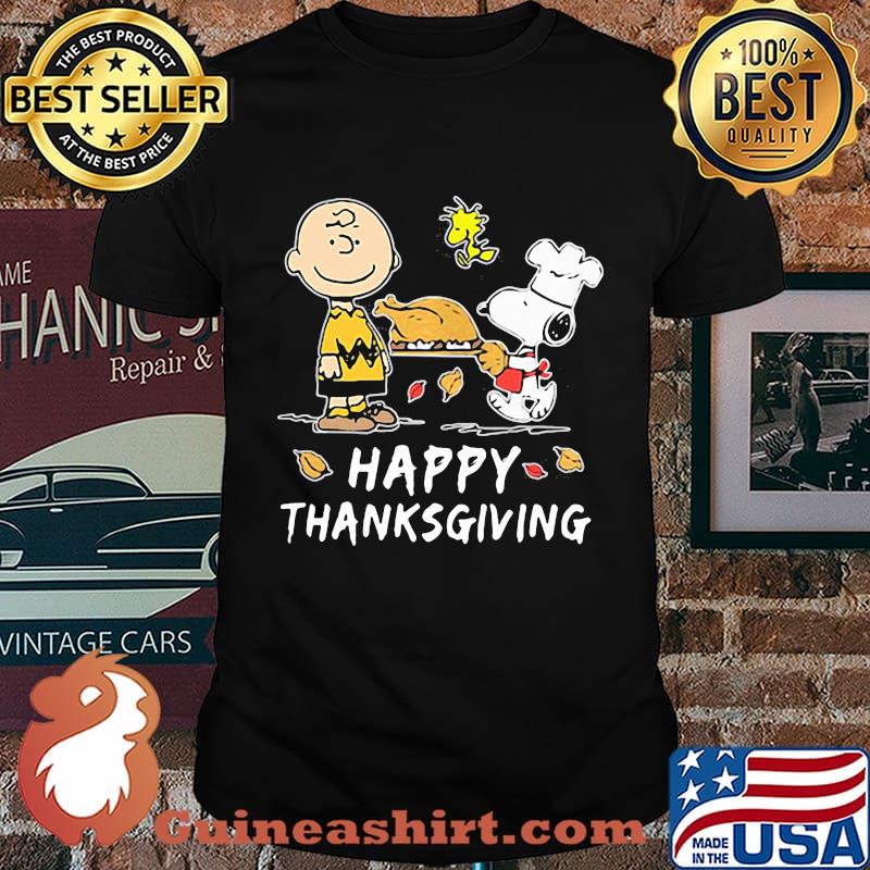 Charlie brown snoopy and woodstock happy thanksgiving shirt