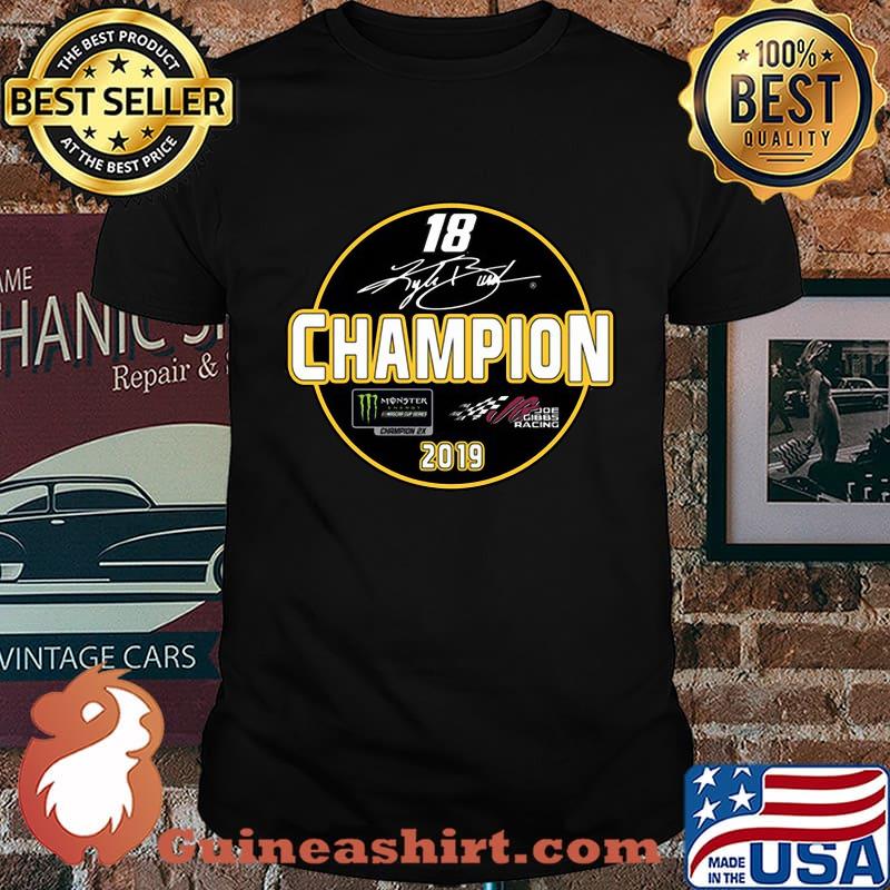 Checkered flag kyle busch 18 champion joe gibbs racing 2019 signature shirt
