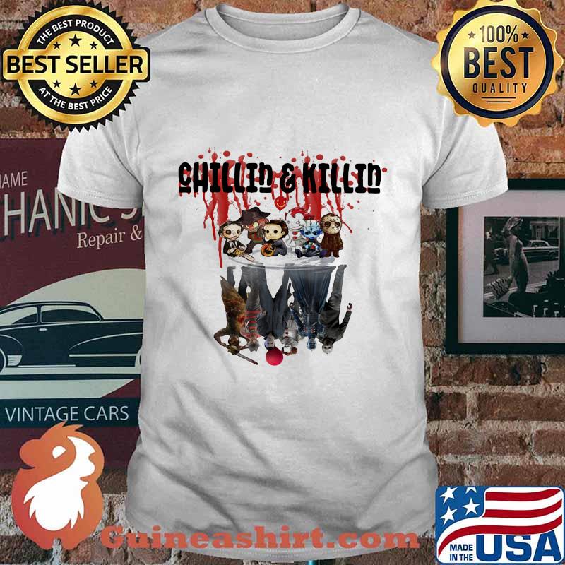 Chillin and Killin Horror characters movies water mirror reflection halloween shirt
