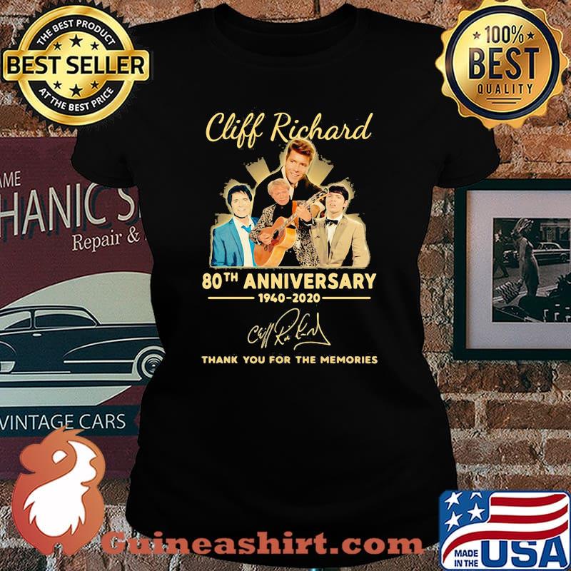 Cliff richard 80th anniversary 1940 2020 thank you for the memories signatures s Laides tee