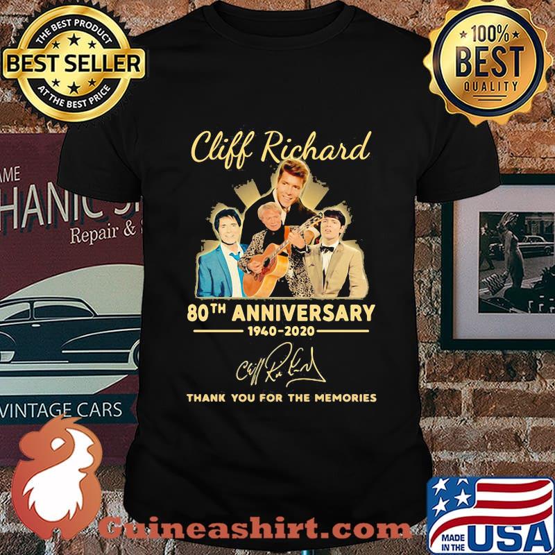 Cliff richard 80th anniversary 1940 2020 thank you for the memories signatures shirt
