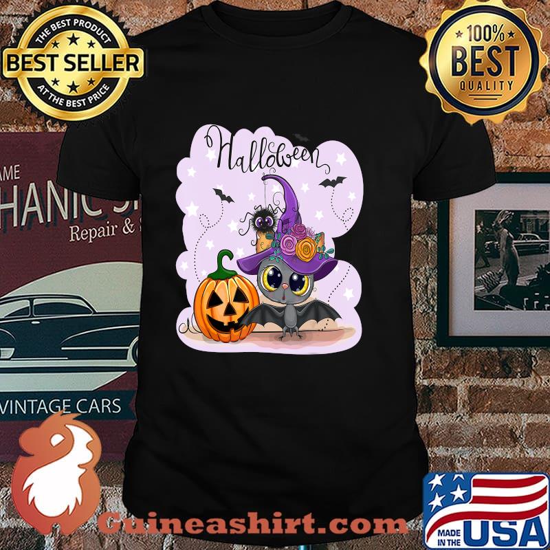 Cute Halloween with a Pumpkin and a Bat T-Shirt