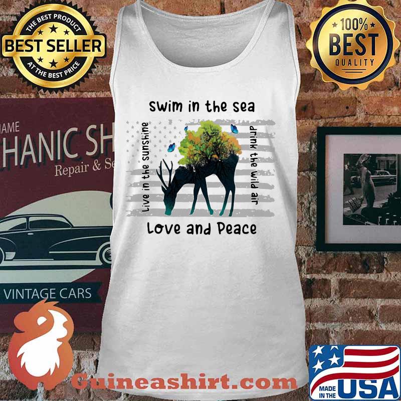 Deer swim in the sea love and peace live in the sunshine drink the wind air s Tank top