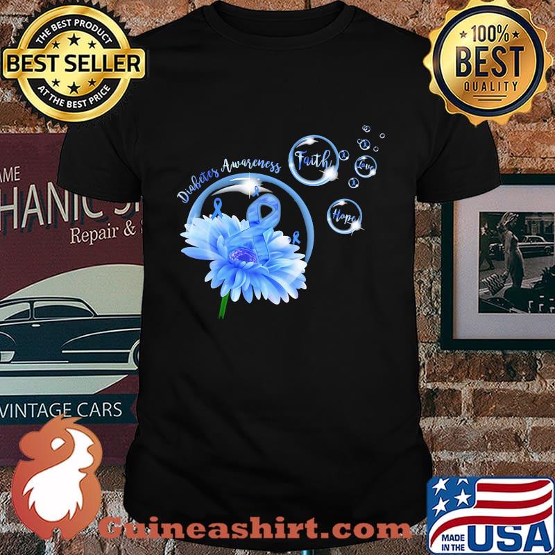 Diabetes awareness faith love hope flowers shirt