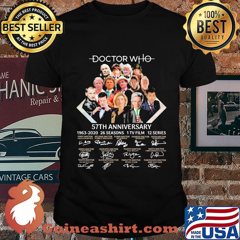 Doctor who 57th anniversary 1963 2020 26 seasons 1 tv film 12 series signatures shirt