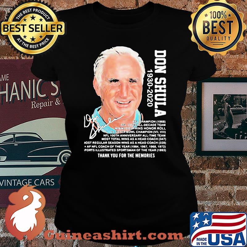 Don shula 1930 2020 thank you for the memories signature s Laides tee