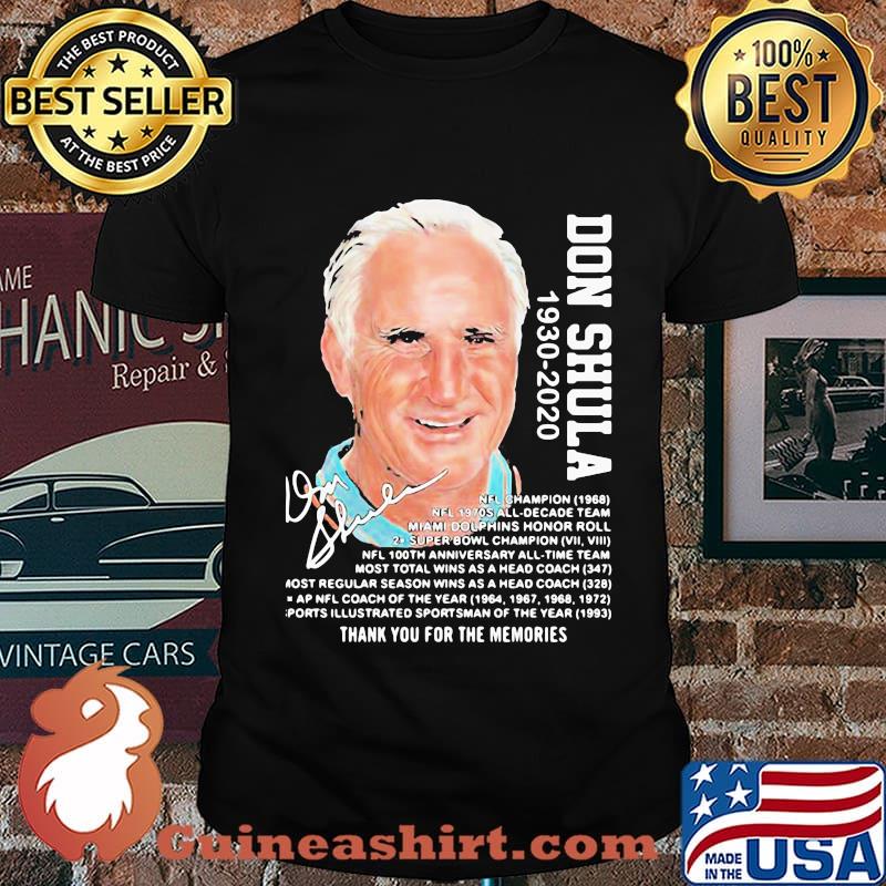 Don shula 1930 2020 thank you for the memories signature shirt