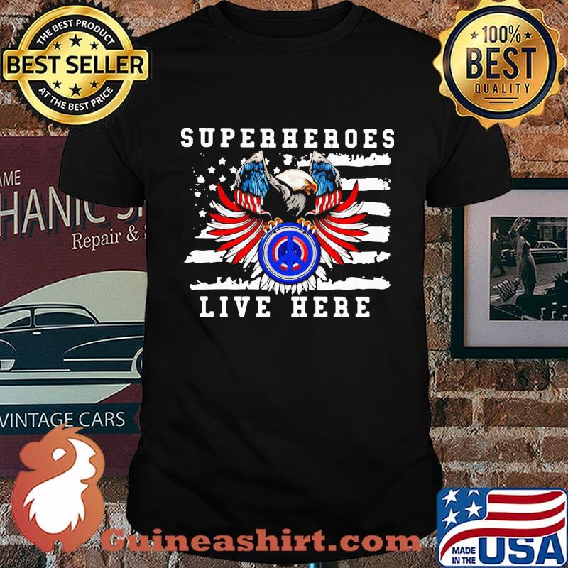 Eagle hippie superhero live here american flag shirt