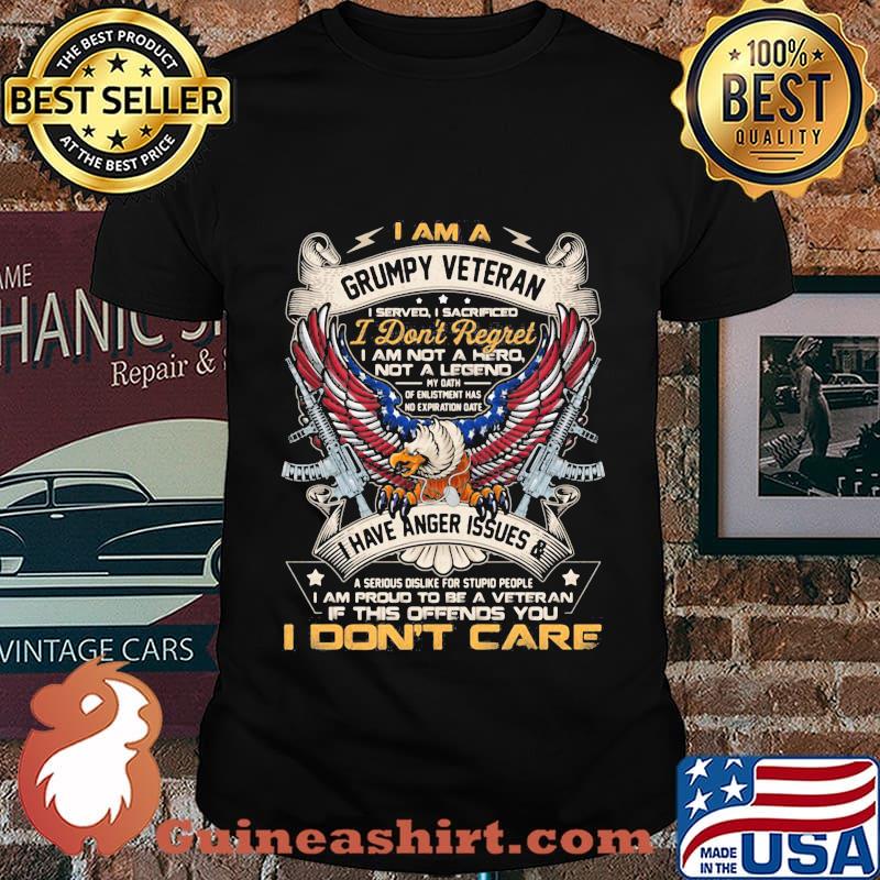 Eagles i am a grumpy veteran i served i sacrificed i don't regret i am not a hero not a legend american flag independence day shirt