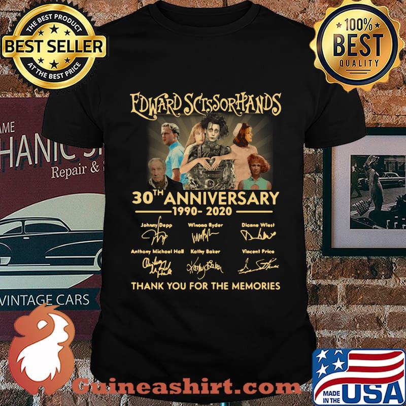 Edward scissorhands 30th anniversary 1990 2020 thank you for the memories signatures shirt