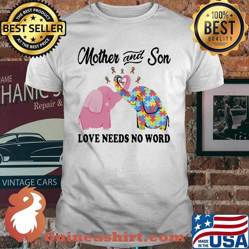 Elephant autism mother and son love needs no word heart cancer awareness shirt