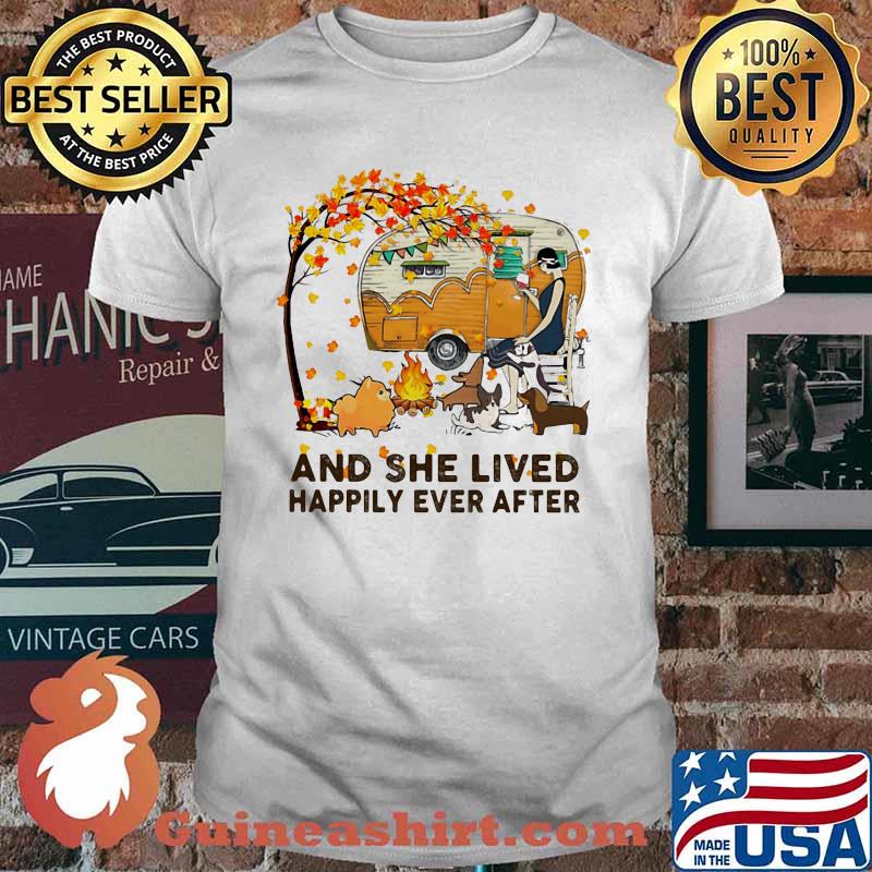 Fall Girl camping with dogs and she lived happily ever after shirt