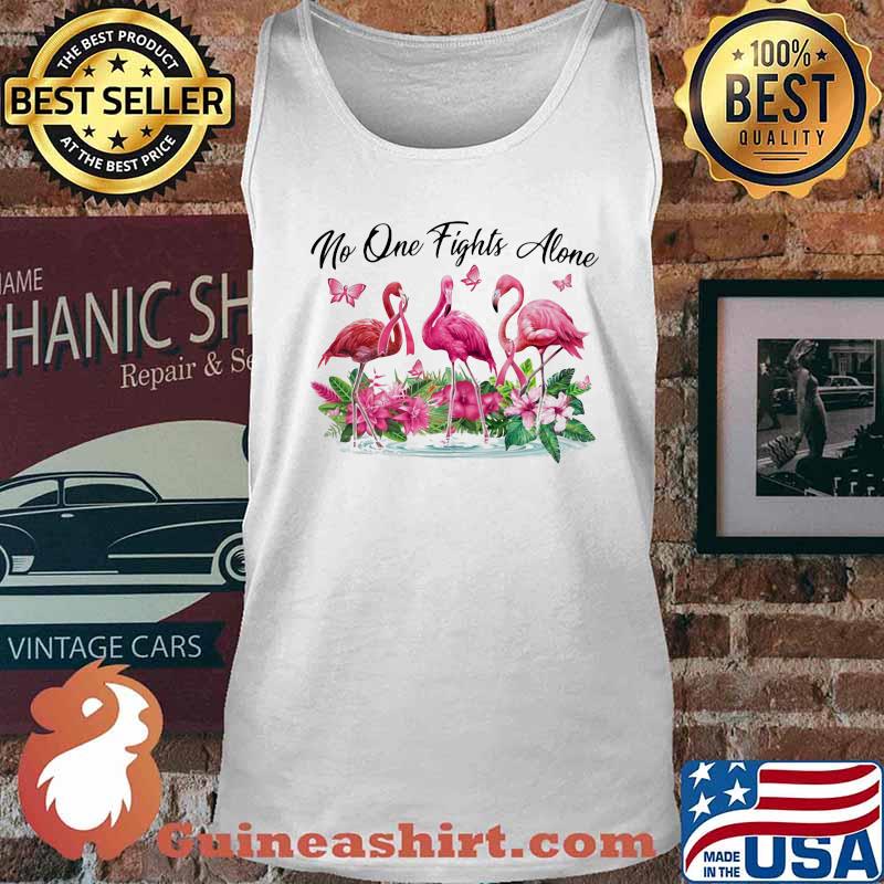 Flamingo and butterflies no one fights alone flowers s Tank top