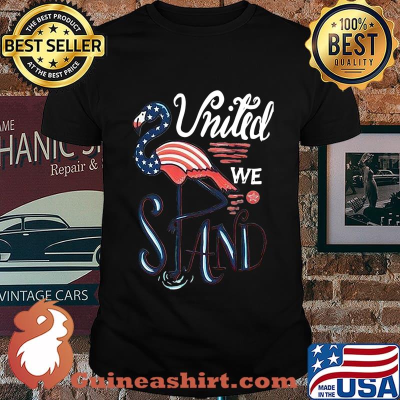 Flamingo stand american flag independence day shirt