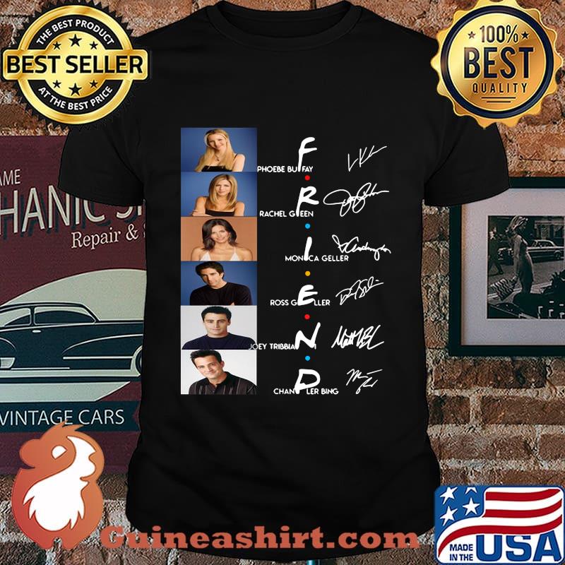 Friends movie characters signatures shirt