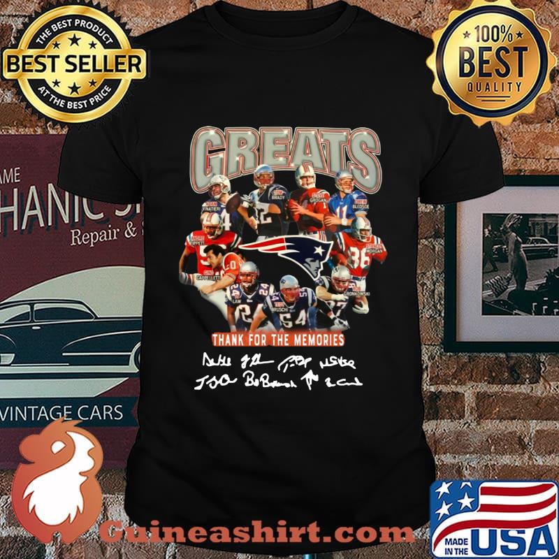Greats new england patriots thank you for the memories signatures shirt